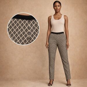 Forever 21 Geometric Print Slim Ankle Pants Size M Black Cream Workwear